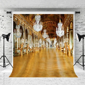 

VinylBDS 10x20ft Wedding Gold Church Backgrounds For Photo Studio Lavishly Decorated Interiors Photography Backdrops 3275 LK