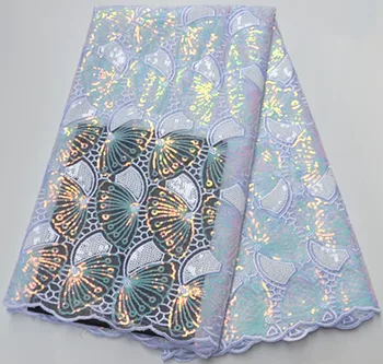 

African french lace fabric with sequins african lace fabric organza lace fabric 5yards nigerian lace fabric for wedding PS-Q327