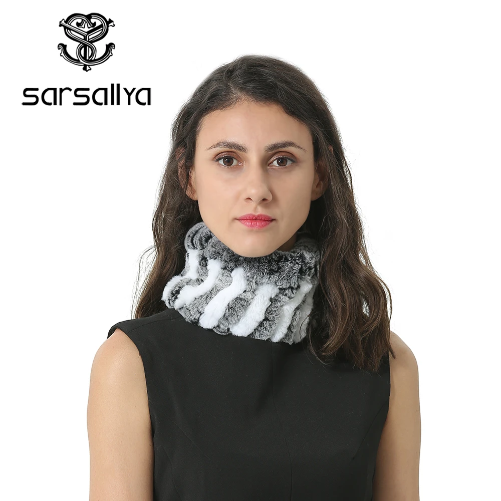 Женский зимний шарф с кольцом теплый шарф-Кольцо из натурального меха вязаный