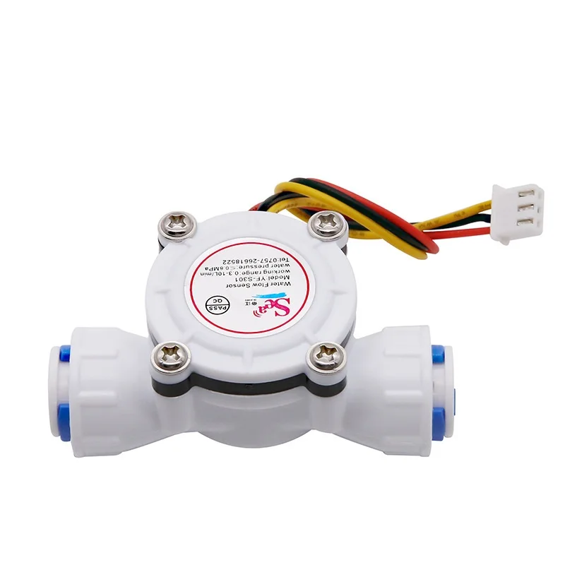 Plastic Turbine Hall Meter for Liquid Beer Alcohol 0.3~10L/Min Measure 3/8" PE Tube Quick Fit Water Flow Sensor YF-S301