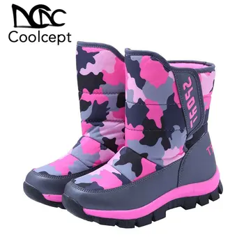 

Coolcept Ankle Snow Boots For Children Keep Warm Thicken Fur Flats Footwear New Winter Add Plush Cotton Shoes WomenSize 32-37