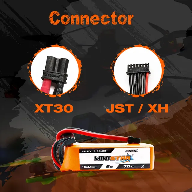 2PCS CNHL 6S 22.2V 450mAh Lipo Battery 70C Ministar With XT30 Plug For Mini Quad FPV Drone RC Quadcopter Helicopter Airplane 4