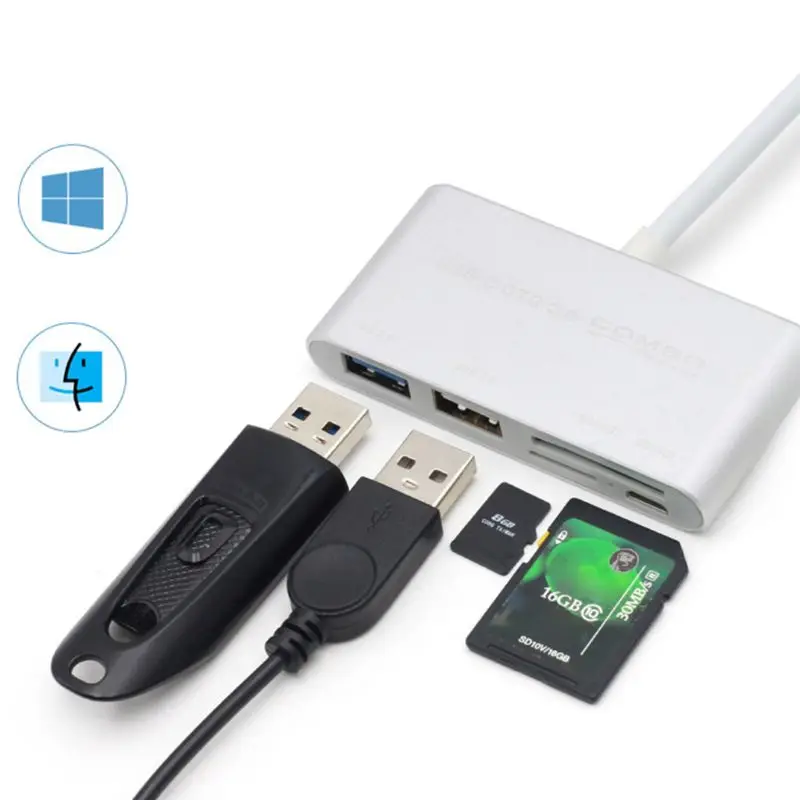 USB C3.1 type-C OTG для чтения карт/USB 3,0 концентратор/SD/TF адаптер для ноутбуков типа C A5YA