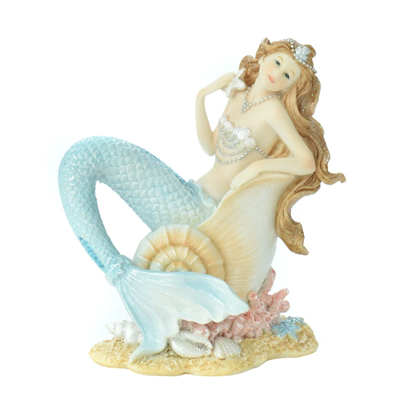 

Mediterranean Mermaid Princess Resin Figurine Aquarium Home Decoration Tabletop Fairy Garden Miniatures Craft Wedding Gifts