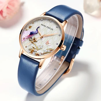 

MINIFOCUS Women Watches Waterproof Blue Leather Strap Reloj Mujer Brand Luxury Fashion Casual Quartz Ladies Watch Montre Femme