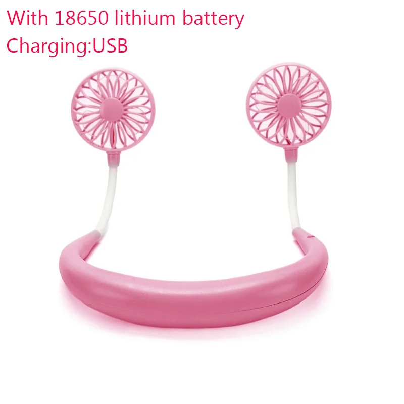 Pink 1200mA аккумулятор портативный нашейный вентилятор ручной свободный шейный вентилятор с USB Перезаряжаемый 3 скоростной мини вентилятор летний кулер - Цвет: Pink