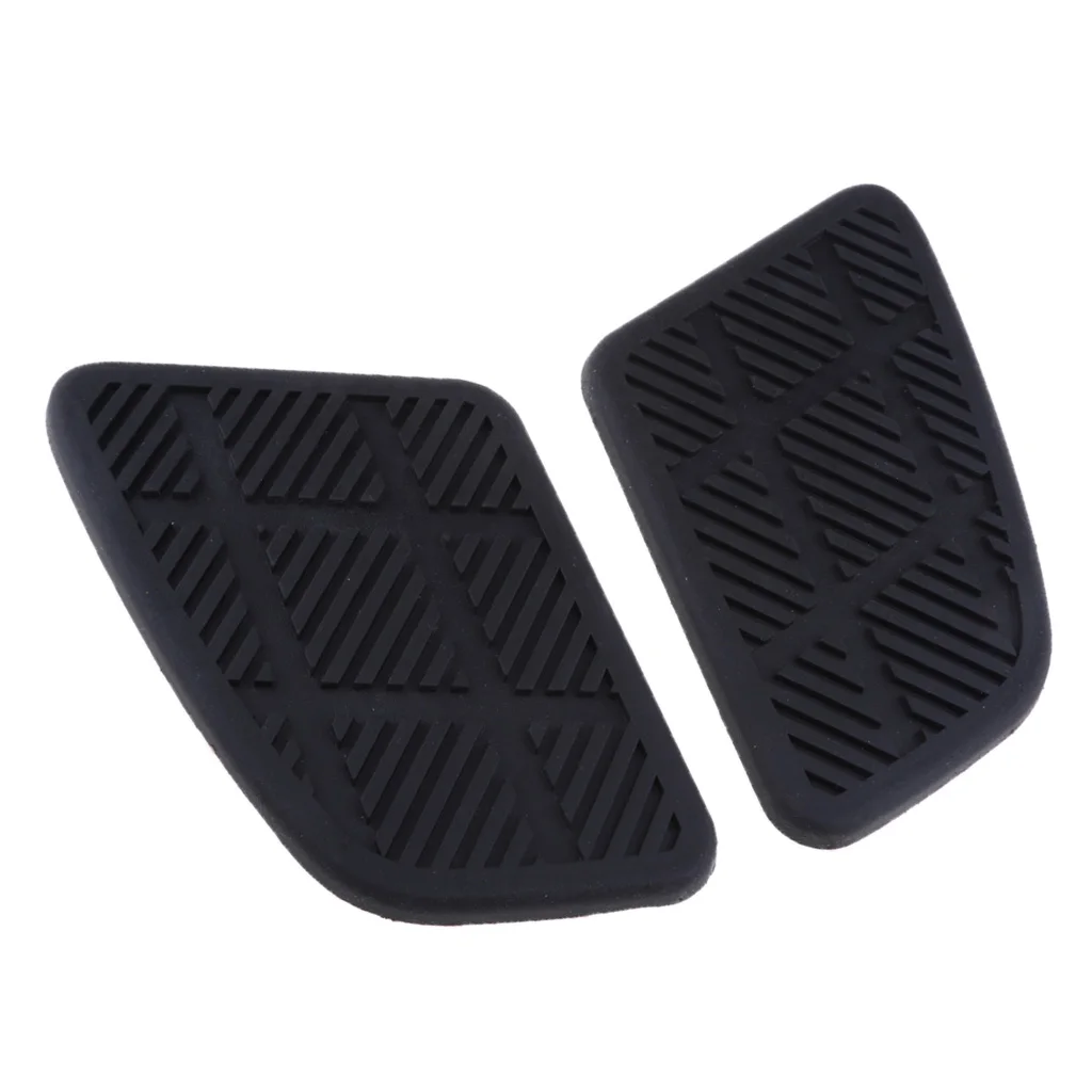 1 Pair Universal Motorcycle Rubber Gas Oil Tank Traction Pads Side Anti-Slip Knee Grips Decals Protector - Black