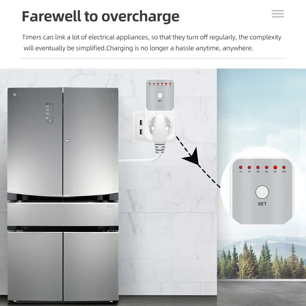 10Hr Countdown Timer Socket  Plug Intelligent Time Setting Switch Control Socket Electricity Power Metering Socket 5