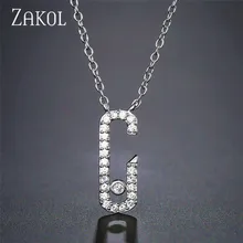 ZAKOL Новое поступление прозрачный белый круглый циркониевый камень кулон и ожерелья для женщин модные вечерние ювелирные изделия в подарок FSNP2048