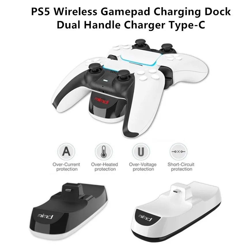 

Charging Dock for PS5 Wireless Gamepad LED Dual Handle Charger Type-C PS5 Wireless Controller Charging Base Game Accessories
