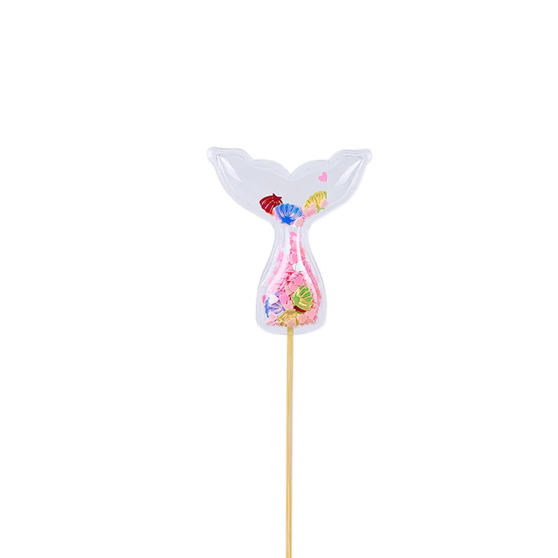 Прозрачное Сердце Звезда Торт Топперы Русалка корона для капкейков флаги Детская Игрушка В ванную День рождения Свадебные украшения поставки милые подарки