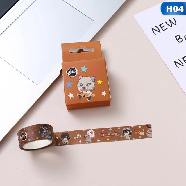 1Pc Demon Slayer Anime Washi Tape Crafts Adhesive Paper  Diy Scrapbooking  Masking Tape Printed Pattern Sticker Decals H04