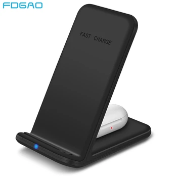 Fdgao 15ワット2 1チーワイヤレス充電器でiphone用スタンド11 xs xr × airpodsプロデュアル高速充電サムスンギャラクシーS20 S10芽