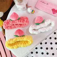 Аниме мягкая плюшевая персиковая эластичная повязка на голову креативная Женская повязка с фруктами на голову повязка для макияжа аксессуары для плюшевых вещей