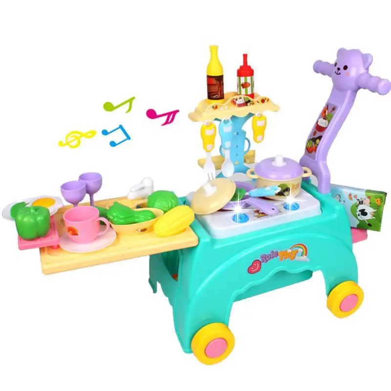 Многофункциональный Детский игровой дом, игрушечная тележка, машина для хранения, кухонная игрушка, светильник