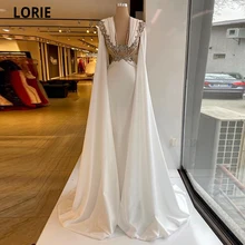 

LORIE Long Cape 2022 Saudi Arabia Prom Dress 2021 Fashion Glitter Crystals Pleat Evening Party Dresses Gowns Vestidos De Noche