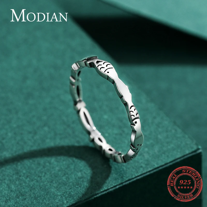 Modian novel fish stackable ring real 925 sterling silver fashion special animal finger rings minimalist jewelry women gift silver ring,silver rings,gold plated silver ring,silver plated ring