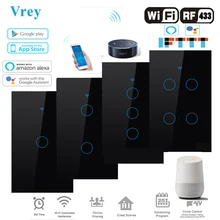 Smart Touch switch, APP Smart Wireless Remote Switch, Voice-Control Alexa Echo / Google Home Crystal Tempered Glass Panel