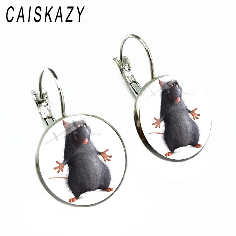 Аниме рататуиль мышка стеклянные серьги в форме купола милые Аниме Мышь бижутерия со стеклянными кабошонами серьги для женщин