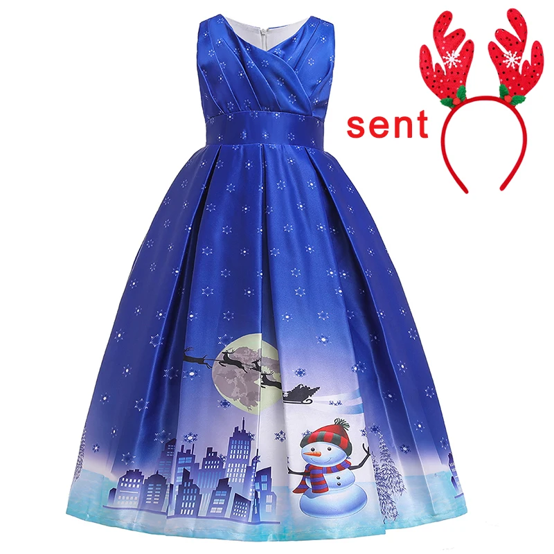 Зимнее рождественское платье для девочек-подростков; детская одежда; платья; Длинное нарядное платье принцессы; вечерние платья для девочек; костюм - Цвет: Blue
