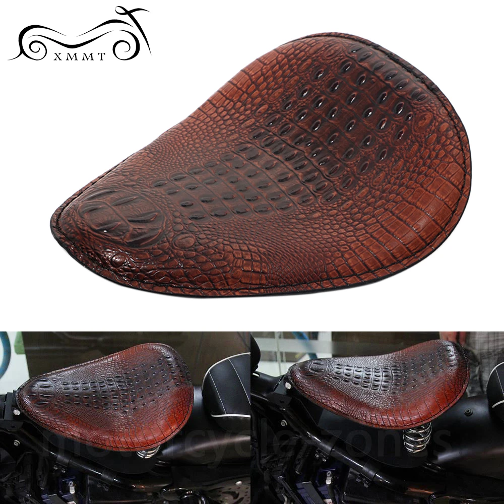 Коричневый Аллигатор мотоциклетная кожа Solo Driver Rider Seat Для Harley Classic Sportster Bobber Chopper |