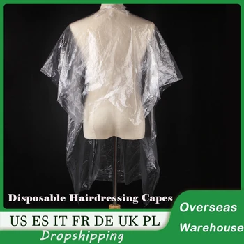 

50 Pcs Disposable Hairdressing Capes PE Waterproof Transparent pron Cutting Perm Dye Hair Cape Barber Hairdressing Cloth