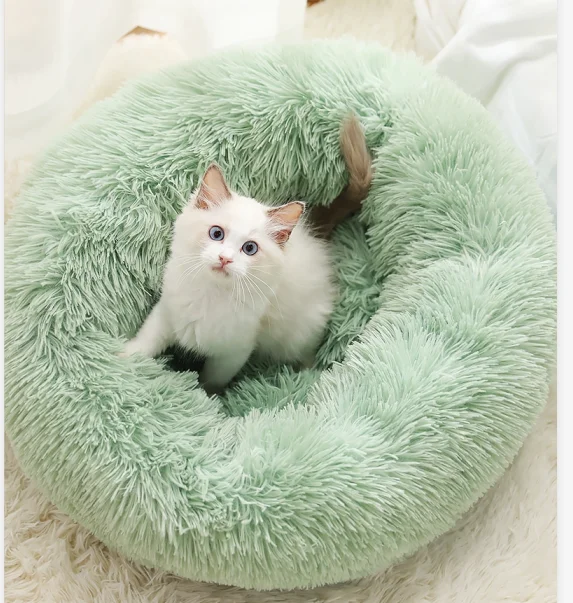 EUDonut кошачья кровать из искусственного меха, собачьи кровати, лежанки для домашних животных для собак/кошек, удобная и теплая подушка для объятий, Толстый Полный плюш