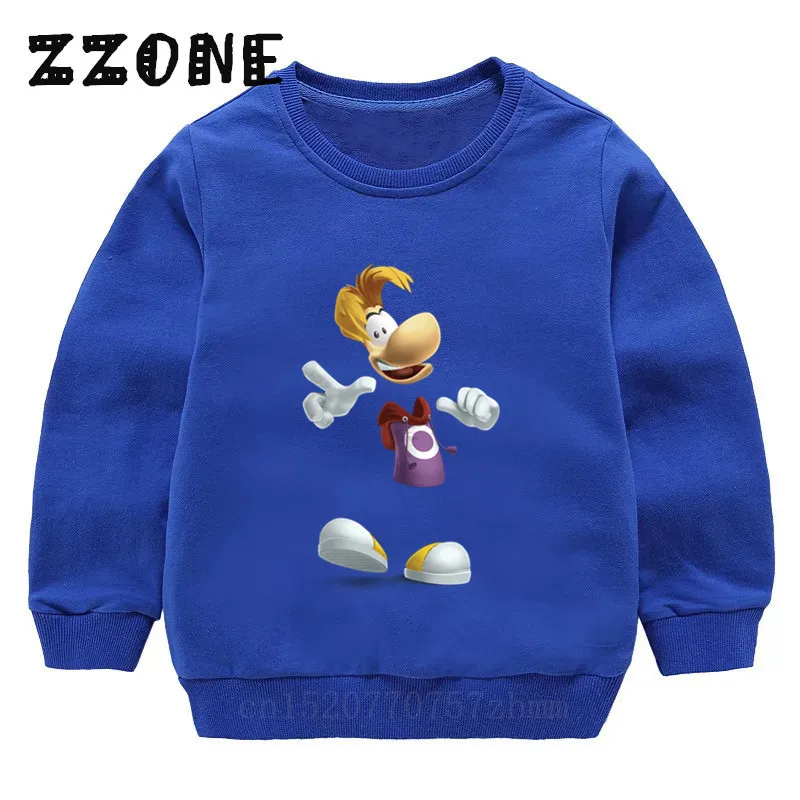 5204A-Blue Детские забавные толстовки с героями мультфильма «Rayman Legends adventures»; детские толстовки; пуловер для малышей; топы для девочек и мальчиков; осенняя одежда; KYT5204 - Цвет: 5204A-Blue