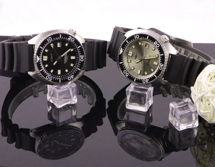 Heimdallr Abalone Vintage Automatic Watch Sapphire Glass NH35 Mechanical Wristwatches 30ATM Water Resistant Rubber Band Watch