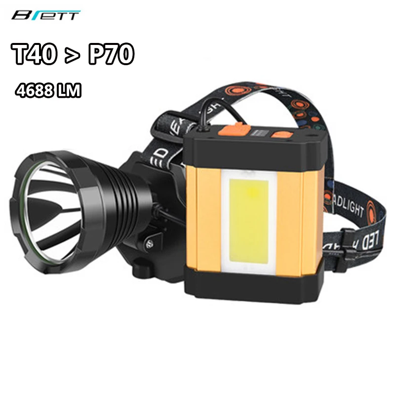 фонарик фонарь налобный Cree xhp70 или T40 18650 аккумулятор заряжаемый ночной езды