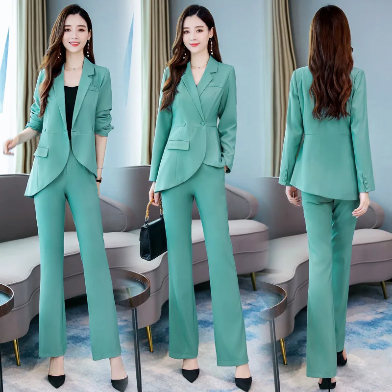 

Suit WOMEN'S Suit 2019 Autumn New Style Korean-style Western Style Slimming Non-symmetrical Suit Two-Piece Set Skinny Weila Pant