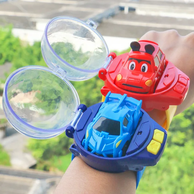 Hot Sales Mini Cartoon RC Small Car Analog Watch Remote Control Cute Infrared Sensing Model Batteryed Toys For Children Gifts 1