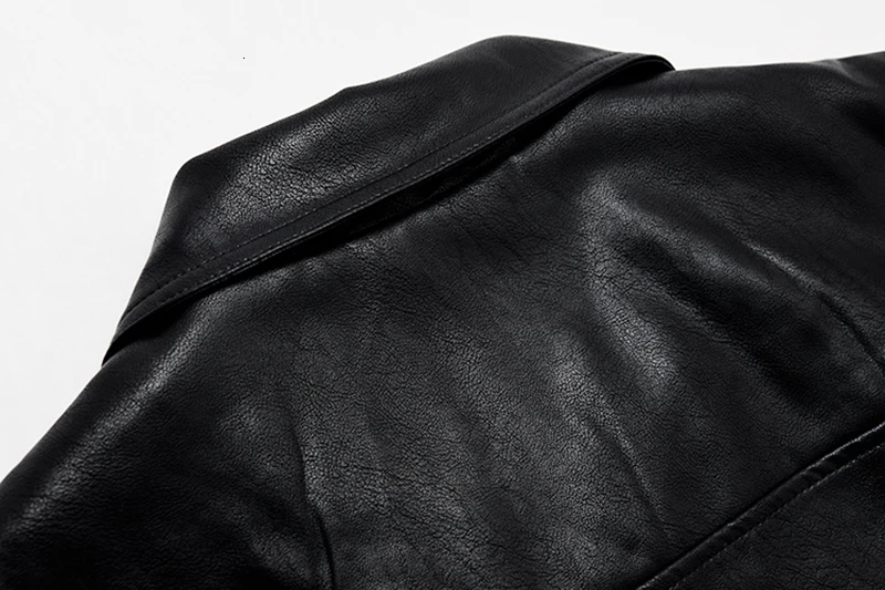 [EAM] Свободная облегающая Черная куртка из искусственной кожи большого размера, новая женская куртка с отворотом и длинным рукавом, модное осенне-зимнее пальто 1M4370
