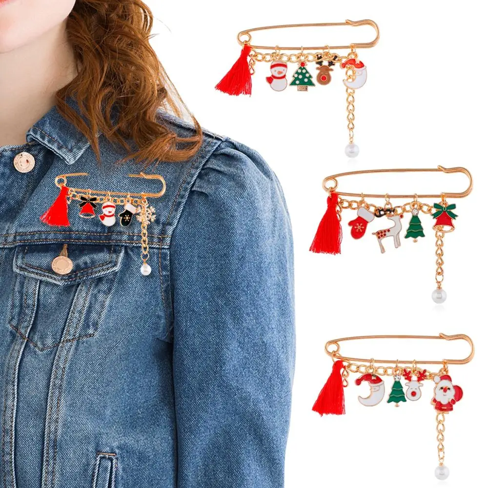 

HUIRAN Christmas Tree Bell Elk Alloy Brooch Ornaments Christmas Creative Decoration Christmas Gifts for Woman Girls New Year