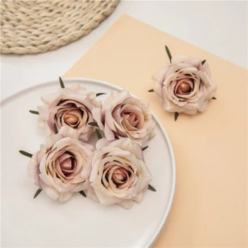 

10pcs Decorative Flowers Wall Wedding Bridal Accessories Clearance Diy Gifts Box Artificial Flowers Scrapbooking Silk Tea Roses