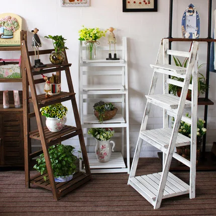 

Balcony Pergola Wooden Creative Flowerpot Shelf Solid Wood Floor Storage Living Room Folding Shelf Shoe Rack Multilayer