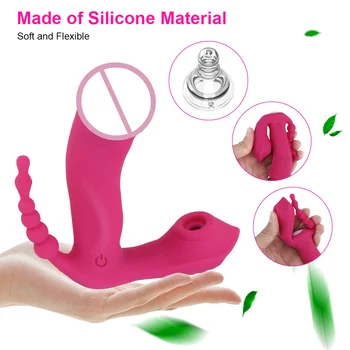 3 In 1 Sucking Vibrator Anal Vagina Clitoris Stimulator Multifunction Wearable Dildo Vibrator Sexy Toys for Women 4
