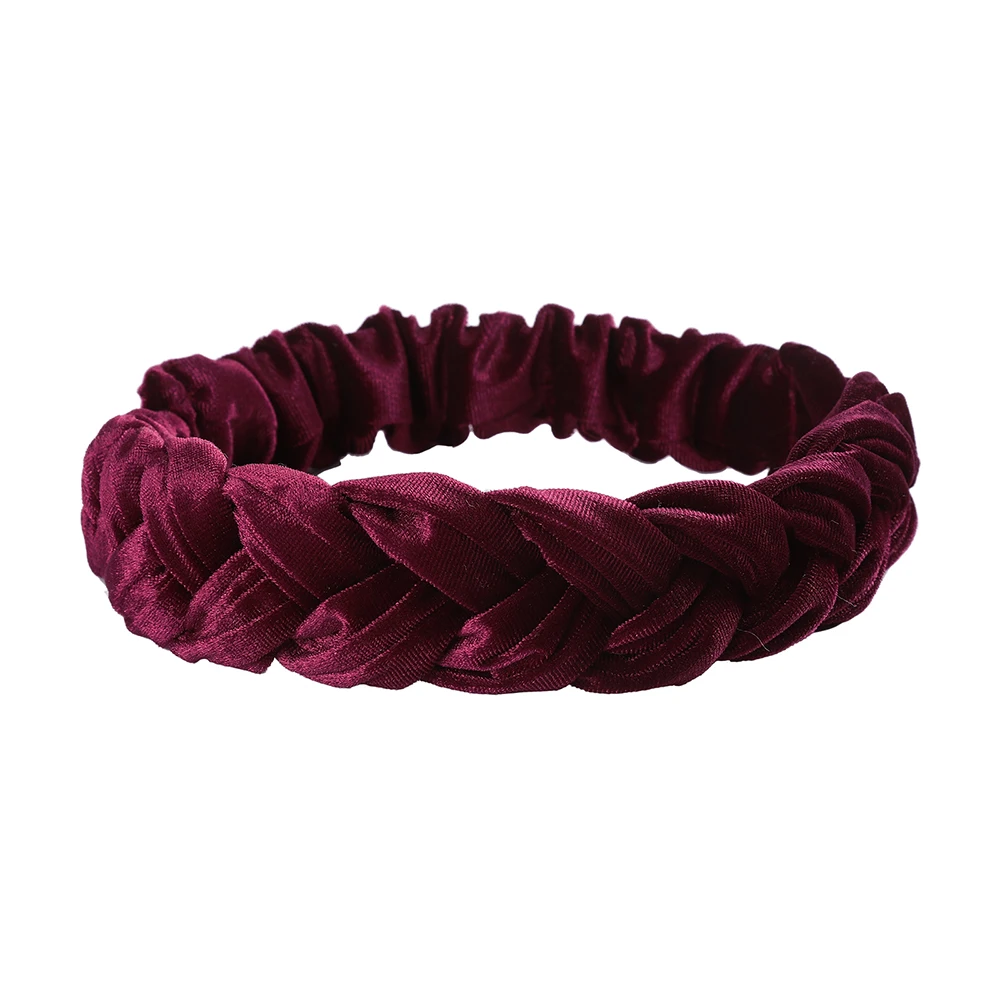 velvet-wine red Haimeikang твист повязки для женщин осень стерео повязки для волос сплошной цвет повязки на голову Новая мода Девушки аксессуары для волос - Цвет: velvet-wine red