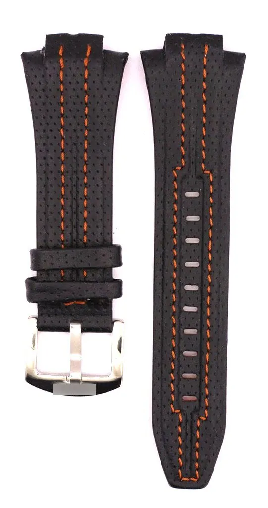 212ZTD черный кожаный ремешок для часов совместим с Seiko Sportura SNL017P1 27 мм SKO113 | Наручные
