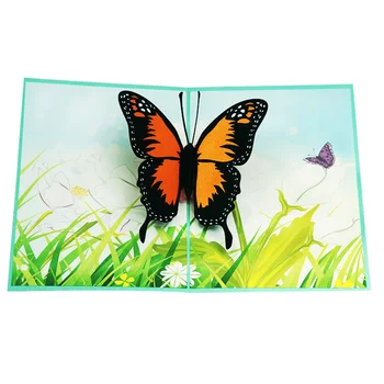 

3D Handmade Color Print Butterfly Love Flower Paper Invitation Greeting Cards Mother's Day Kids Girlfriend Birthday Party Gift