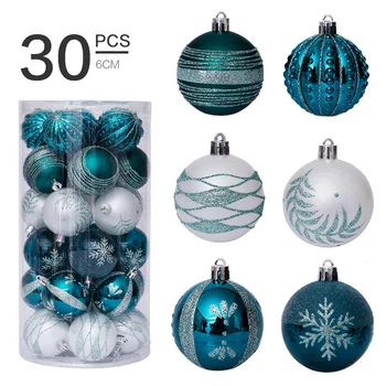 

30 pcs Christmas Decorations For Trees Ornaments 6 cm Foam Ball Blue Series New year Decorations Christmas Stuff Drop Shipping