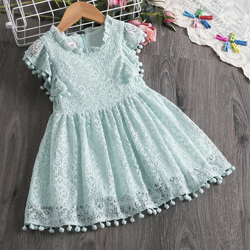 Summer Toddler Girls Lace Cake Dress Kids Sleeveless Floral Mesh Wedding Dresses Children Clothing For Baby Girls 3 to 8 Years