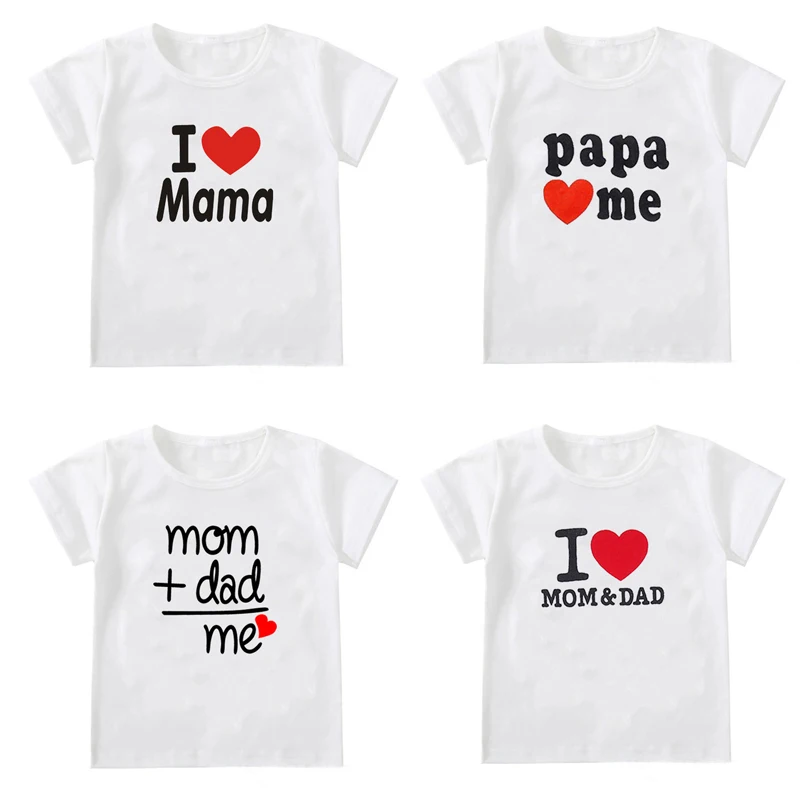 

2020 New I Love Papa Mama Kids Tshirt Boy Girl T Shirt For Children Funny Family Matching Kids Top Tees Father Mother's Day Gift