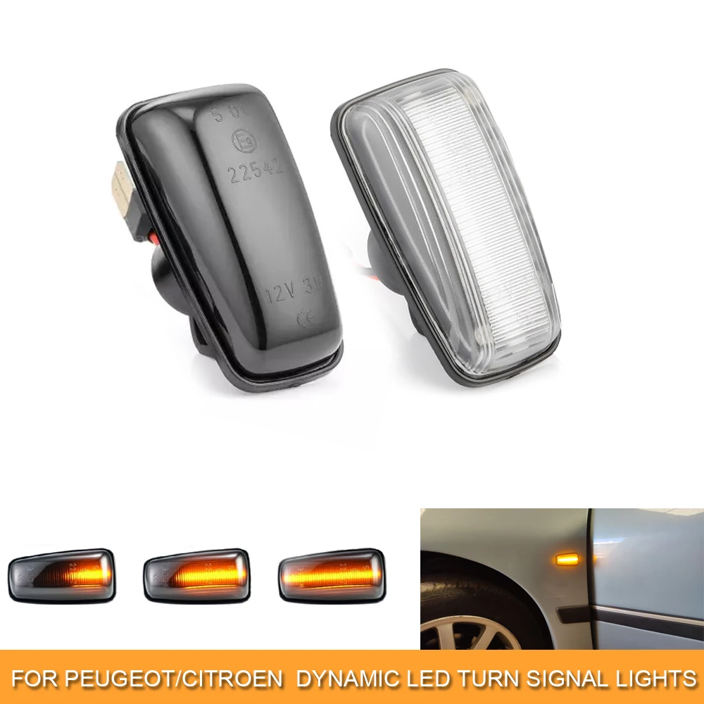 

2pcs sequential blinker front side marker turn signal lights for Puegoet 106 306 406 806 Expert Partner Ranch Citroen Berlingo