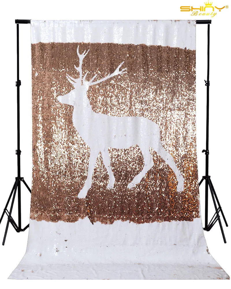 

Photo Booth Backdrop Sequin Wedding Background Reversible Sequin Fabric White and Rose Gold Sparkly Wedding Curtains-M0115