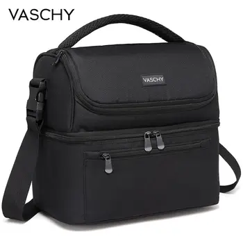 

VASCHY Insulated Lunch Box Leak-proof Cooler Bag in Dual Compartment Lunch Tote for Men Women 14 Cans Wine Bag Cooler Box