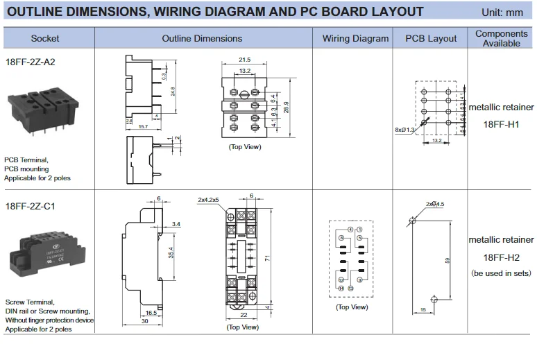 HF18FF JQX 18F pcb Промышленный контроль промежуточное реле DC 12V 24V 220V 2Z2 8PiN HONGFA SONGLE OMRON MY2