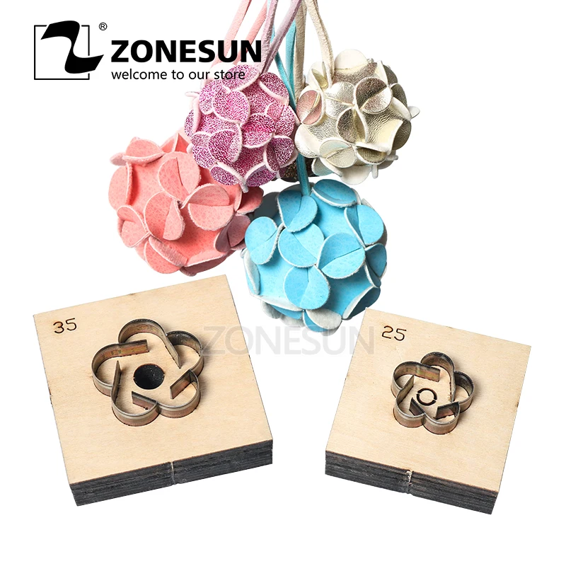 Шарики-цветы ZONESUN кожаные режущие штампы DIY кольцо для ключей вырезанный