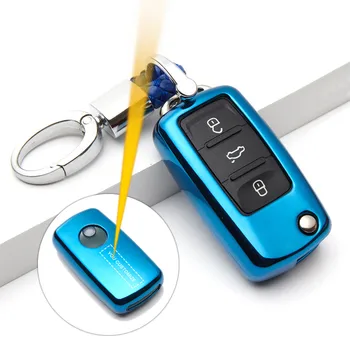 

TPU Car Key Cover Case Fob Shell For VW Polo Golf Passat Touareg Tiguan Beetle Bora Private Custom Remote Flip Key Case Cover