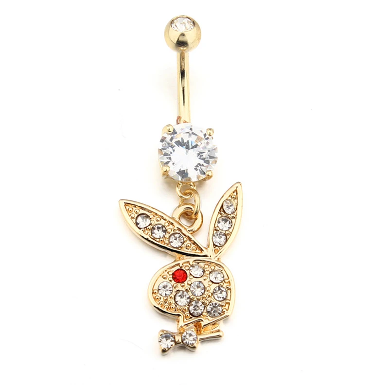 

Tianzhe Jewelry 2020 new fashion ladies trend human body stainless steel zircon cartoon rabbit belly button puncture umbilical p
